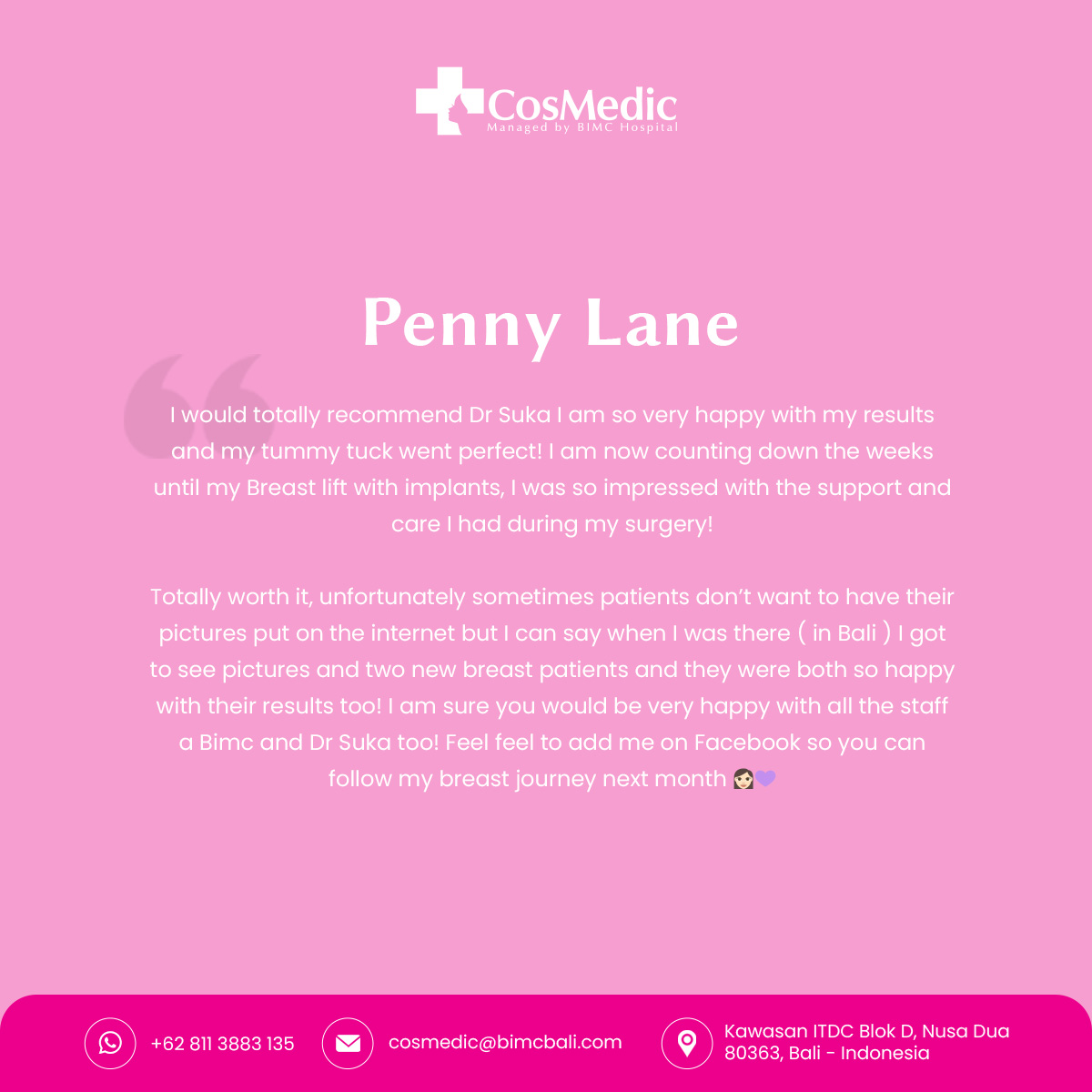 Cosmedic Testimonial Quote