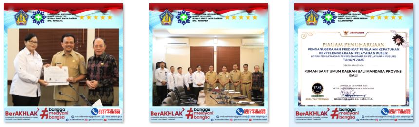 PENERIMAAN PIAGRAM PENGHARGAAN BERUPA PREDIKAT PENILAIAN KEPATUHAN PENYELENGGARAAN PELAYANAN PUBLIK OLEH OMBUSDMAN PERWAKILAN WILAYAH BALI