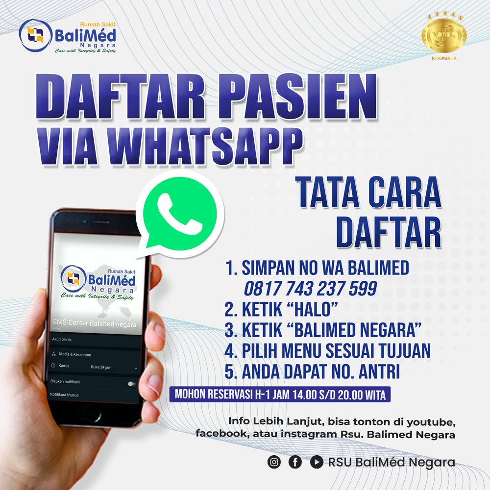 Cara daftar Poliklinik Melalui WhatsApp di RSU. BaliMed Negara | #Tips #BaliMedNegara