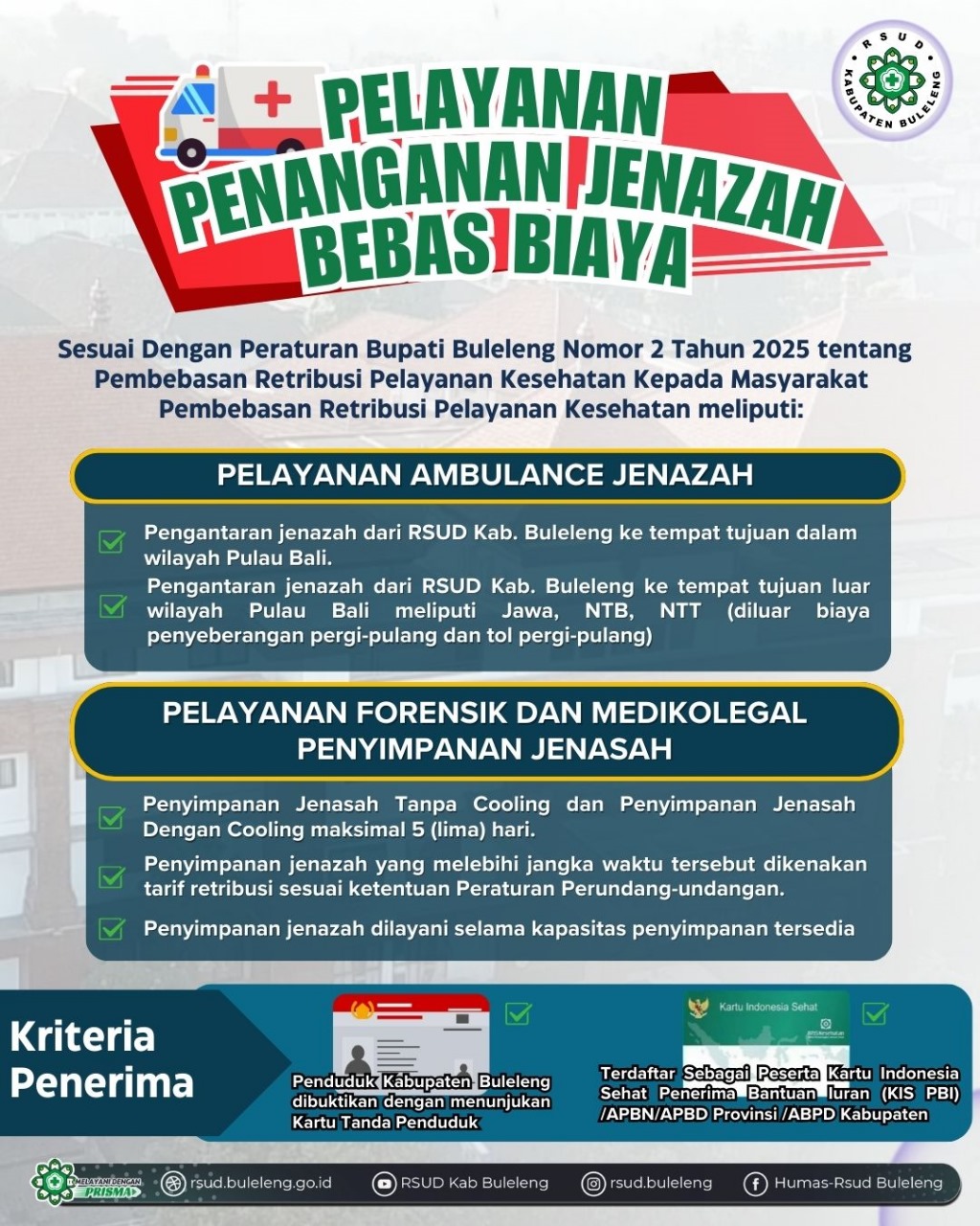 Kini Layanan Ambulance Jenasah RSUD Buleleng Bebas Biaya