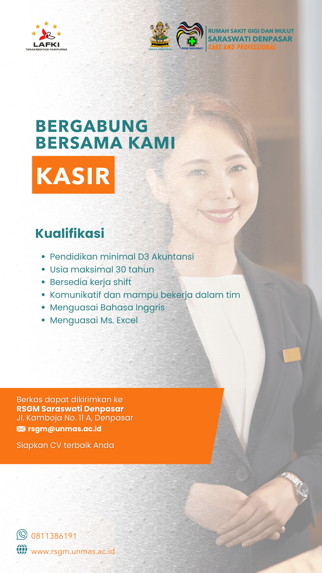 Lowongan Kerja Admisi Kasir RSGM Saraswati Denpasar 2025