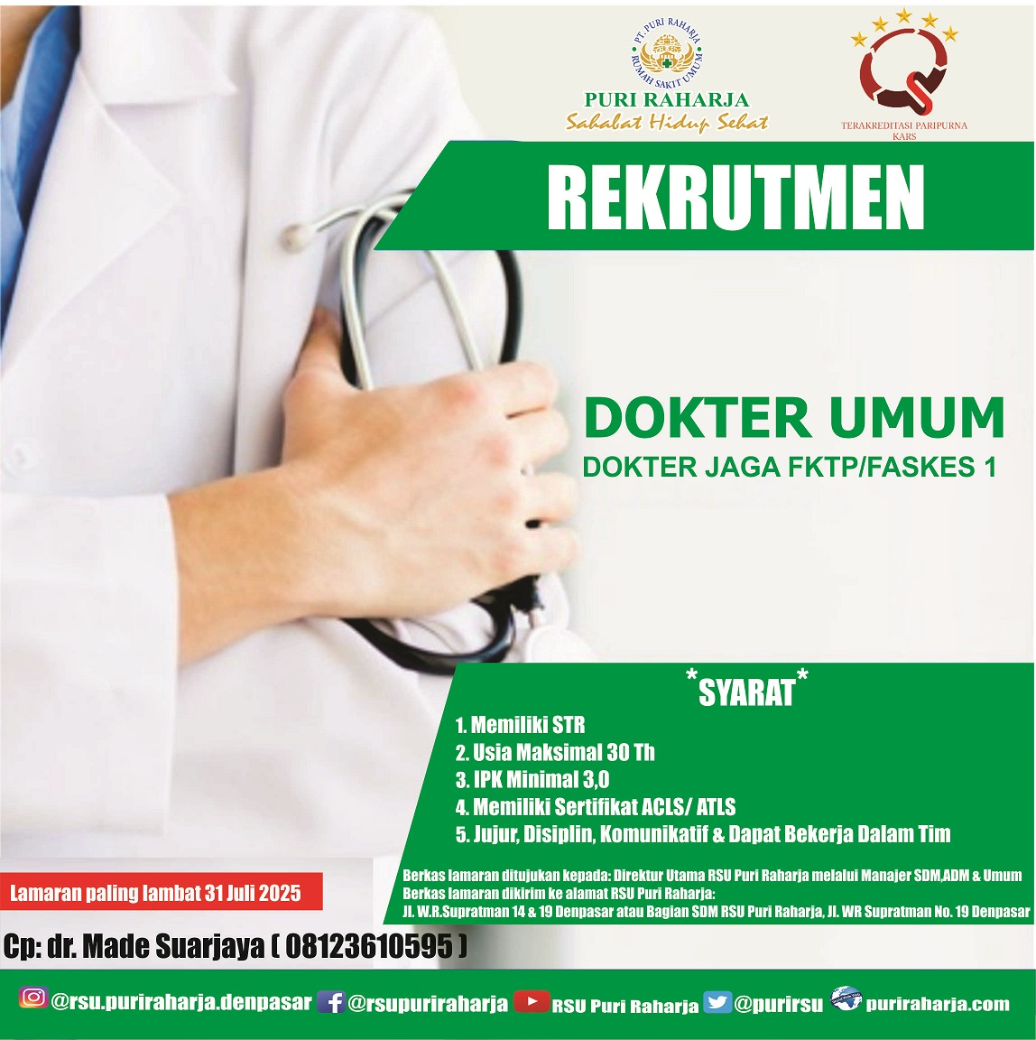 Rekrutmen Dokter Umum, DOKTER JAGA FKTP/FASKES 1