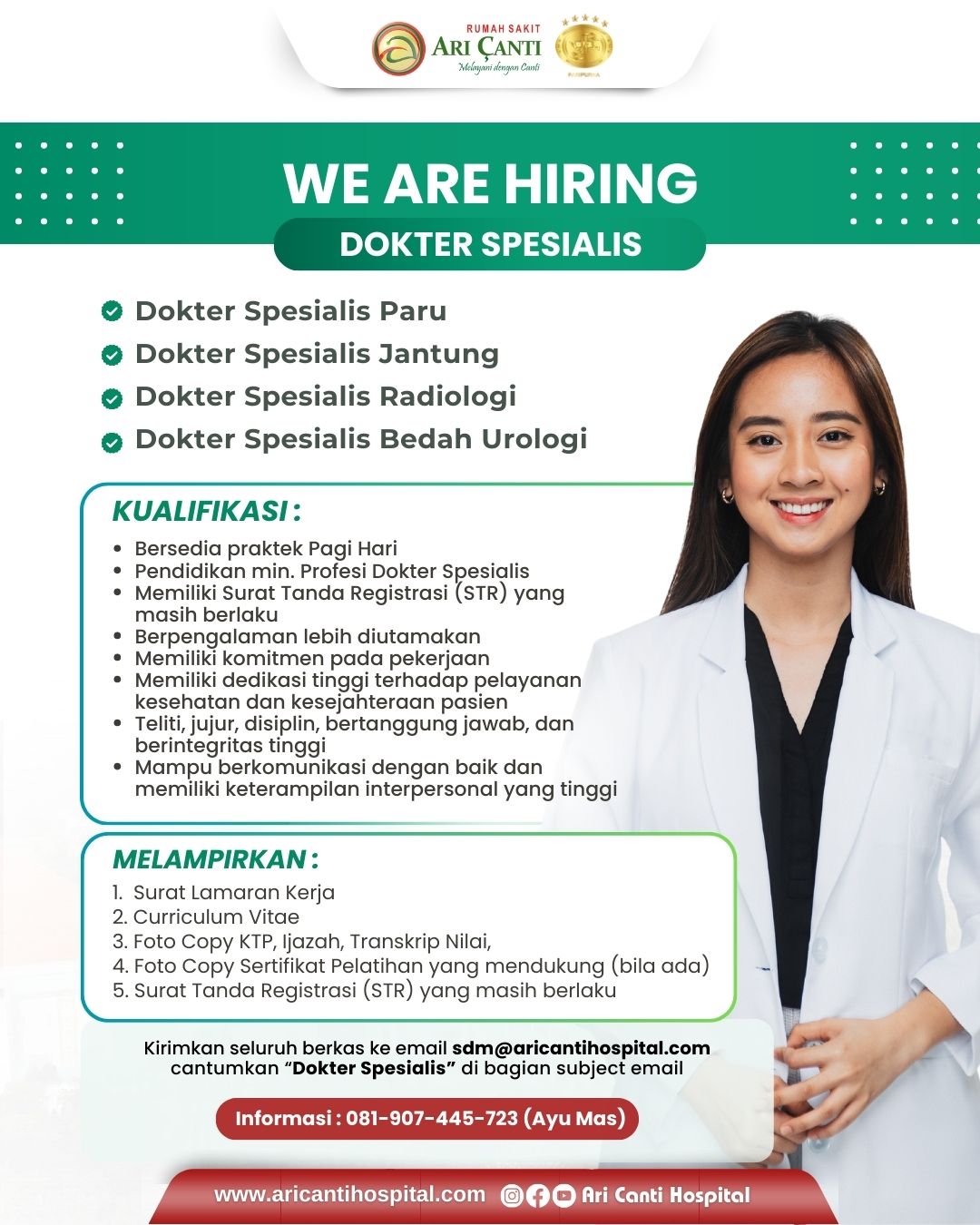 Dibutuhkan segera Dokter Spesialis