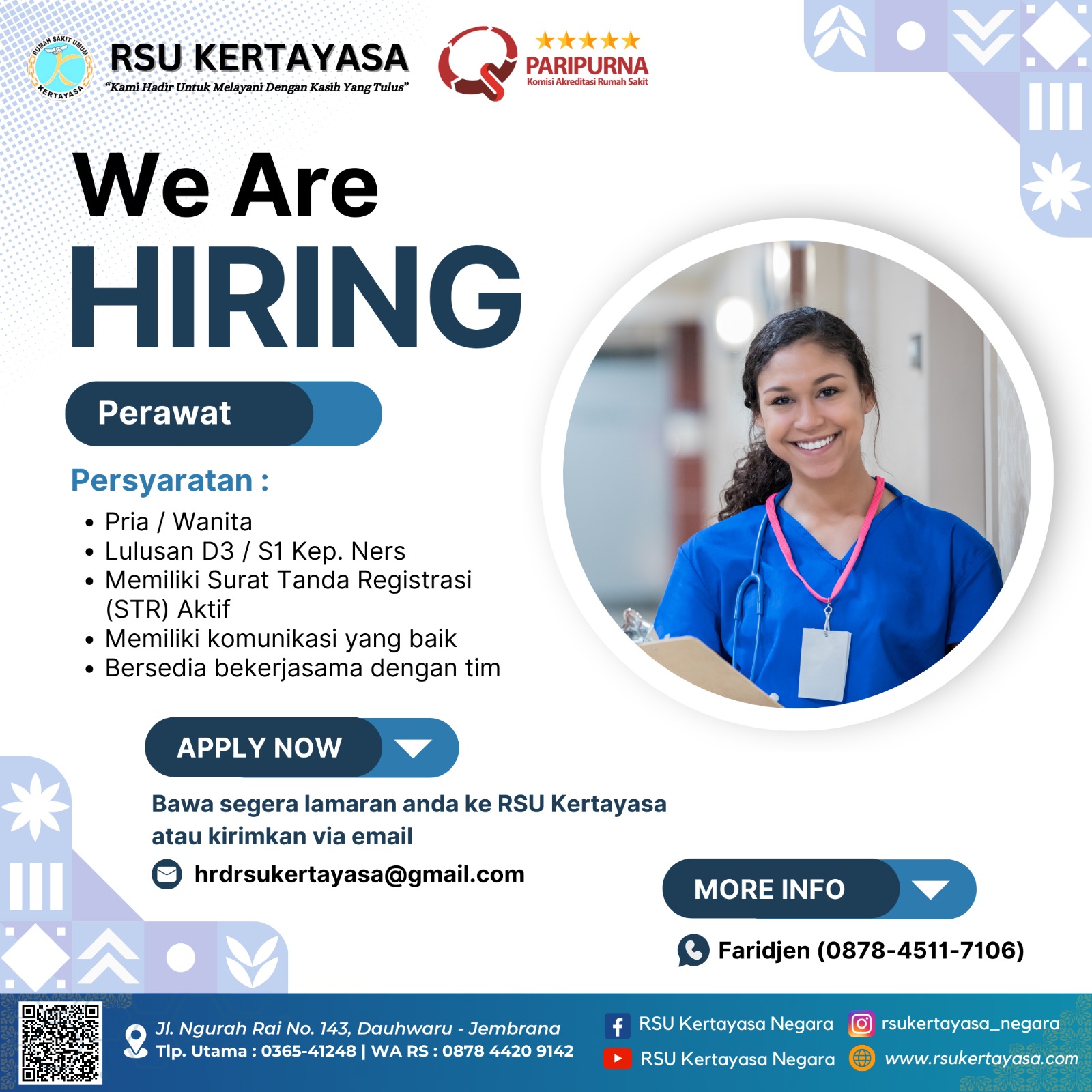 WE ARE HIRING PERAWAT
